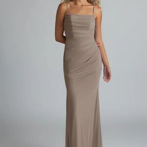Azazie Teyana dress in Taupe
